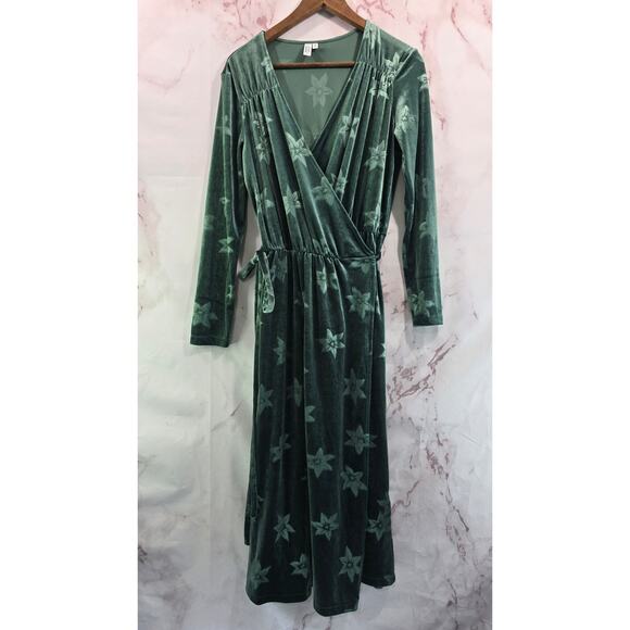 & Other Stories Dress Womens 6 Small Green Velvet Floral Midi Maxi Wrap Long - Picture 1 of 16